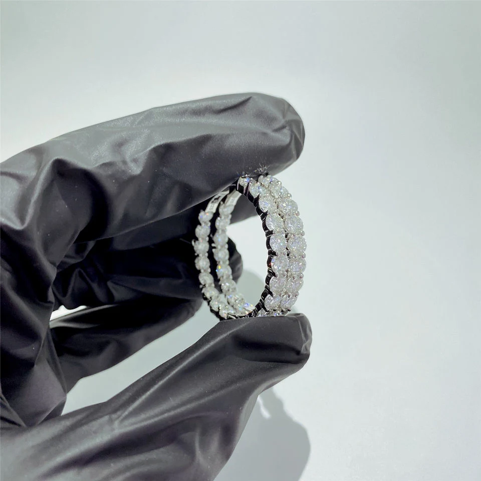 Moissanite Diamond Earrings Jewelry Round Cut Moissanite Hoop Earring