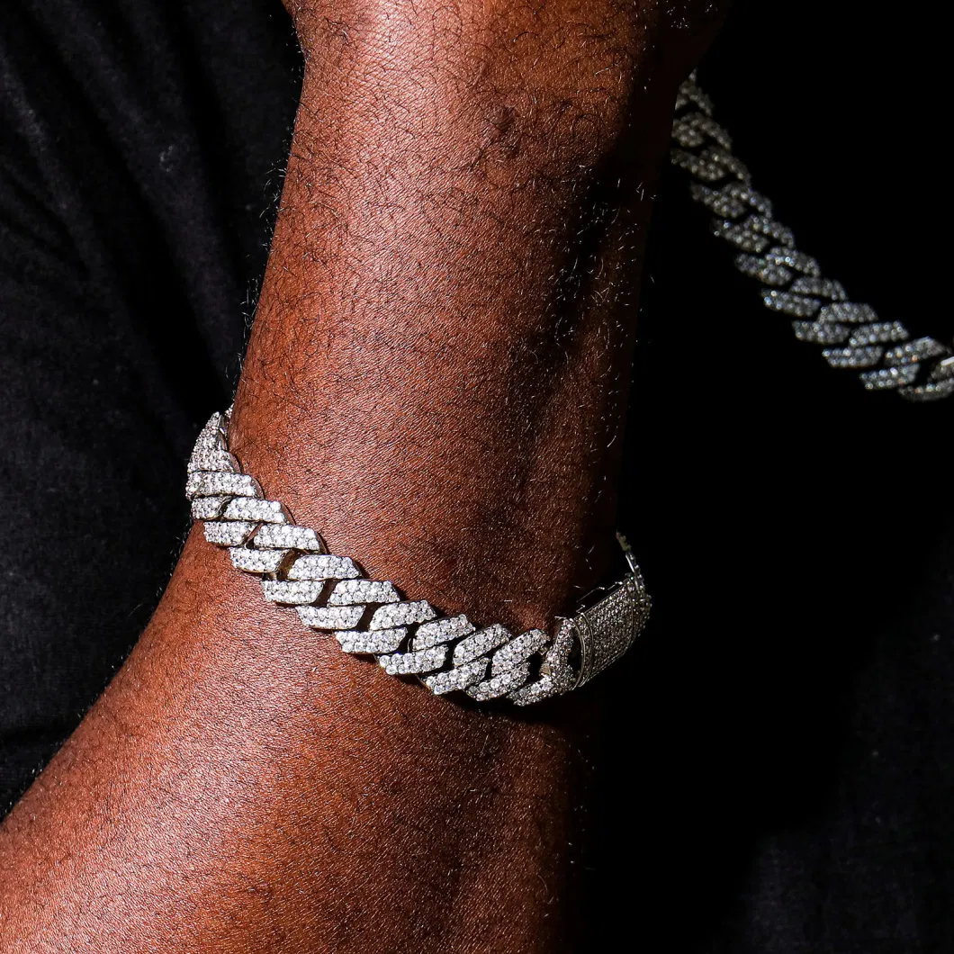 6mm Def Moissanite Bracelet 925 Silver Plated Fashion Jewelry Bracelets Bangles Metal Bracelet for Men