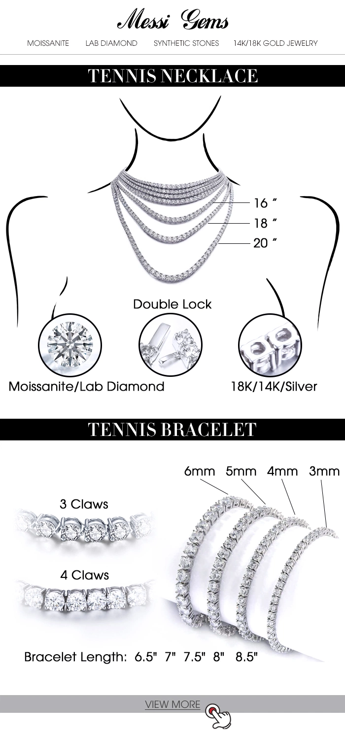 Fashion Woman Iced out 3mm 4mm Moissanite Silver Tennis Bracelet