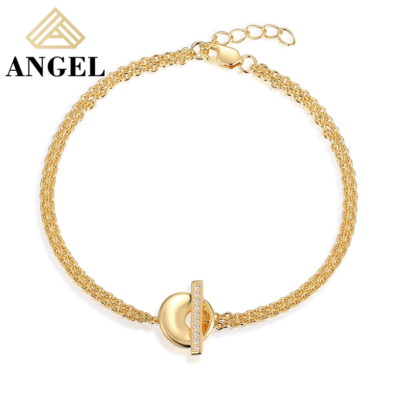 Fashion Accessories Fashion Jewelry Gold Plated Hip Hop Jewellery Cubic Zirconia Moissanite Bracelet for Trendy Women