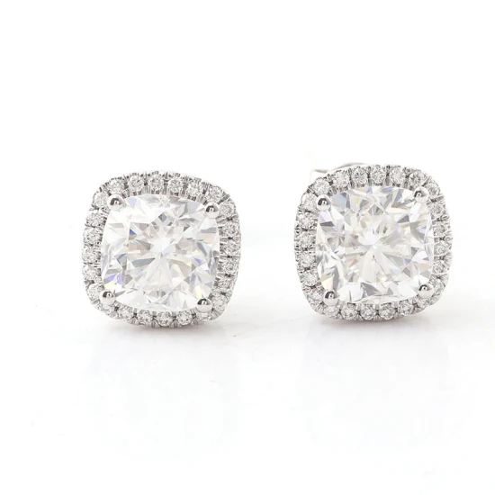 Fashion Jewelry Stud Earrings 1.5 Carat Def Cushion Moissanite Diamond Stud Earrings Women Wedding Jewelry