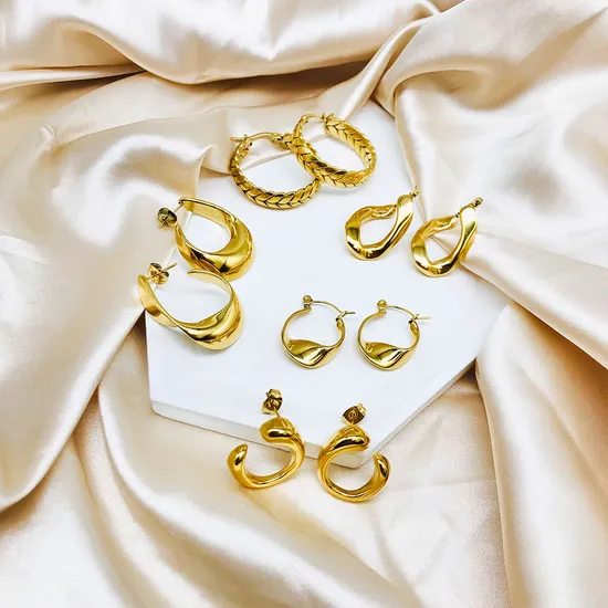 Factory Wholesale Customization 18K PVD Gold-Plated Cast Fashionable Stainless Steel Earrings Wholesale