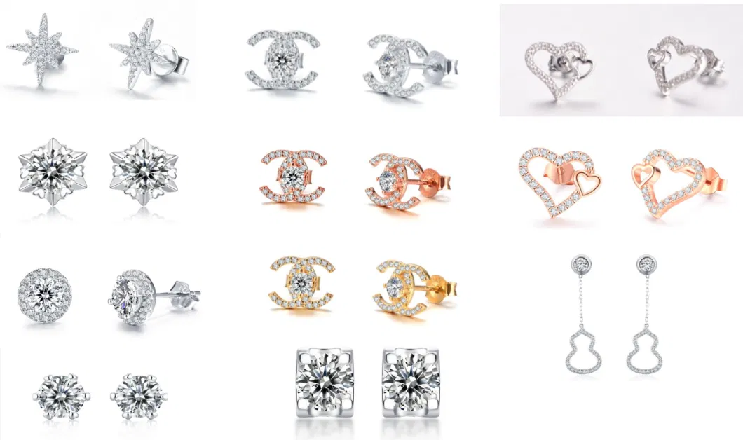 Wholesale Price Moissanite Diamond 925 Sterling Silver Small Round Stud Female Earrings Jewellery Women Luxury Jewelry