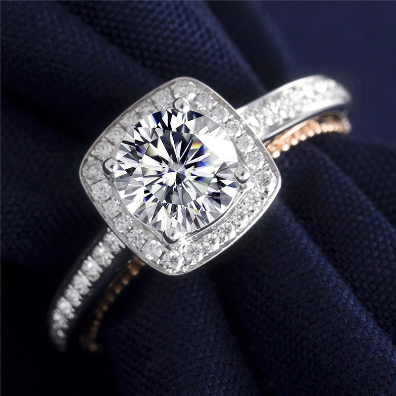 18K White Gold Moissanite Wedding Ring Customized Women&prime;s Engagement Moissanite Ring