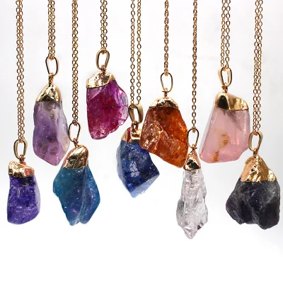 Rough Amethyst Accessories Natural Crystal Pendants Stone Pendants Necklace