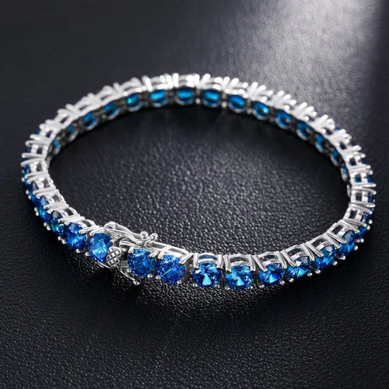 Fine Jewelry 925 Sterling Silver Pass Diamond Tester Black Vvs Moissanite Diamond Tennis Chain Bracelet