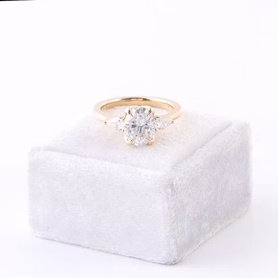 Provence Jewelry 10K White Gold 8mm Round Brilliant Moissanite Main Stone Engagement Ring Trendy Style